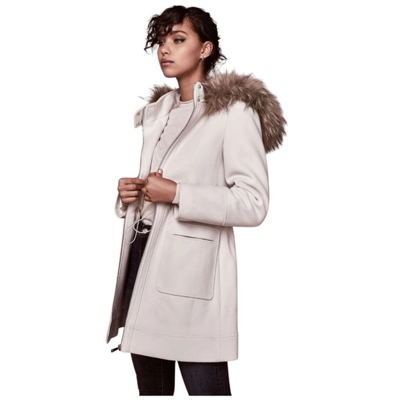 Ever New Melbourne Cream Wool-Blend Faux-Fur-Hood Fran Winter Coat. Size 6. - Picture 1 of 15